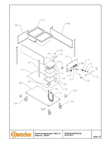 Pièces détachées pour Chariot bain-marie WB2110 marque Bartsher 