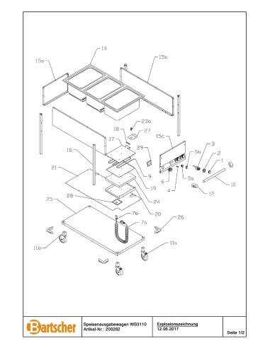 Pièces détachées pour Chariot bain-marie WB3110 marque Bartsher 