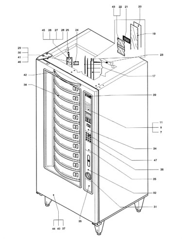 Pièces détachées Fm - Versione 3000 - 220 Volt - 50 Hz - Porte - Côté extérieur - 1 - C175X00 - Wittenborg 