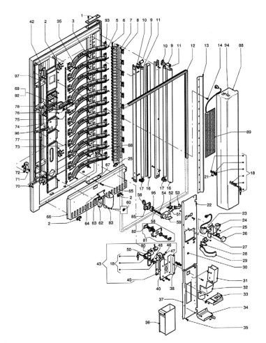 Pièces détachées Fm - Versione 3000 - 220 Volt - 50 Hz - Porte - Côté intérieur - 8 - C175X00 - Wittenborg 