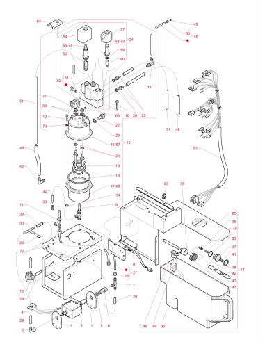 Pièces détachées Koro Espresso -  120V 60 Hz - Circuit hydraulique (de réservoir) - 4 - C284X01 - Necta 