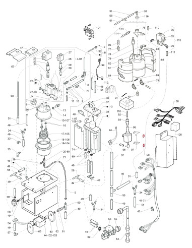 Pièces détachées Koro Espresso Fresh Milk230V 50/60Hz - Circuit hydraulique chaudière 300 cc. 600 cc.(alimentation par réseau hy