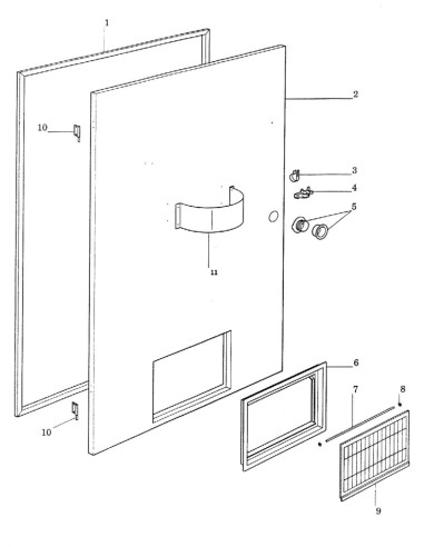 Pièces détachées E-550 - Porta Piana Illuminata - 220 Volt - 50 Hz - Porte - Côté intérieur - 3 - C086X0 - Necta 