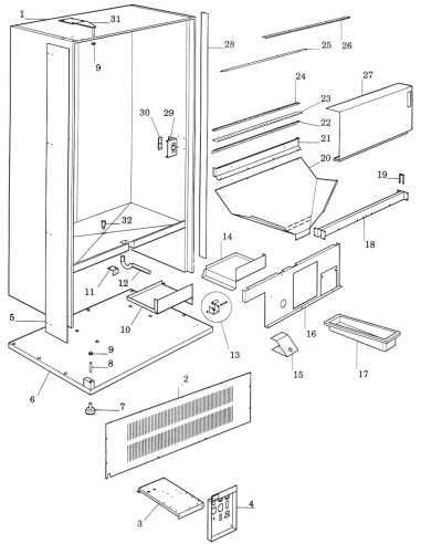 Pièces détachées Em 230 - Porta Piana Illuminata - 220 Volt - 50 Hz - Châssis - 5 - C081X0 - Necta 