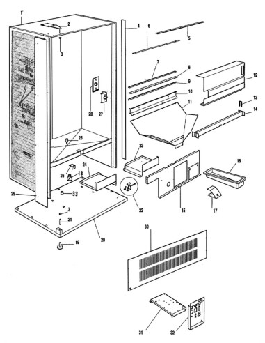 Pièces détachées Em 230/8 Gatorade - Porta Semitonda - 220 Volt - 50 Hz - Châssis - 4 - C151X00 - Necta 