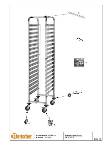 Pièces détachées pour Chariot Gastronorm AGN1800-1/1 marque Bartsher 