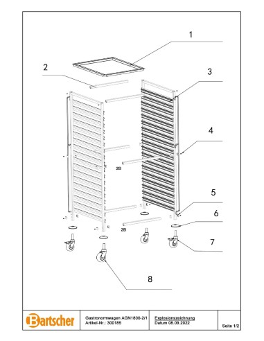 Pièces détachées pour Chariot Gastronorm AGN1800-2/1 marque Bartsher 