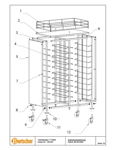 Pièces détachées pour Chariot Gastronorm AGN2000-1/1 marque Bartsher 