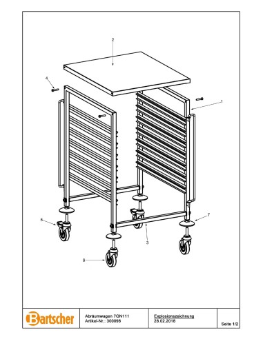 Pièces détachées pour Chariot Gastronorm AGN700-1/1 marque Bartsher 