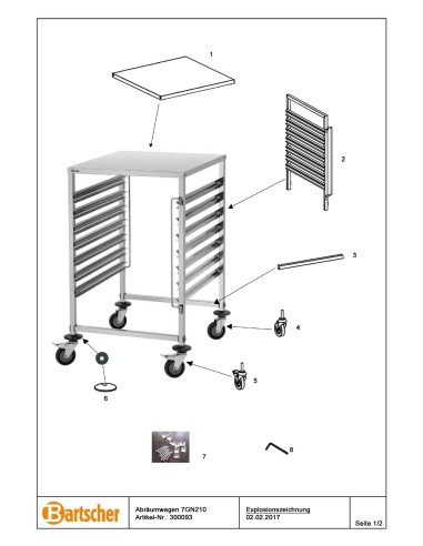 Pièces détachées pour Chariot Gastronorm AGN700-2/1 marque Bartsher 