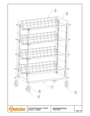 Pièces détachées pour Chariot à bacs à boissons TGK400 marque Bartsher 