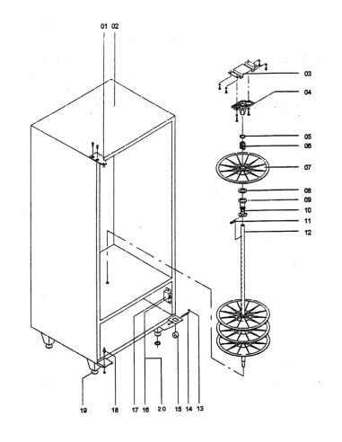 Pièces détachées Variovend 2000 - 220 Volt - 50 Hz - Châssis, Arbre du cylindre, Plaque supp. - 2 - C090X1 - Necta 