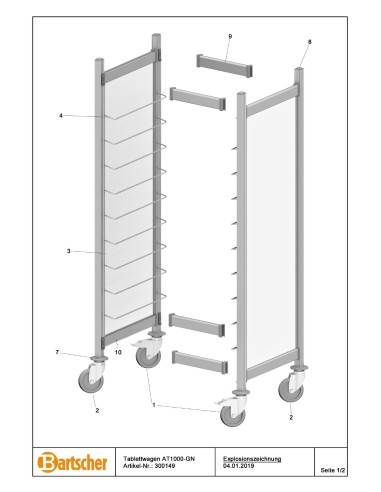 Pièces détachées pour Chariot à plateaux AT1000-GN marque Bartsher 