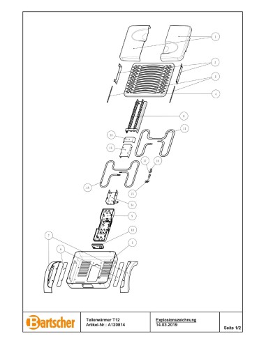 Pièces détachées pour Chauffe-assiettes T12 marque Bartsher 