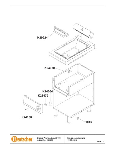 Pièces détachées pour Chauffe-frites électrique 700 marque Bartsher 