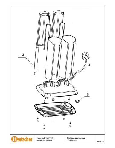 Pièces détachées pour Chauffe-tasses T160 marque Bartsher 