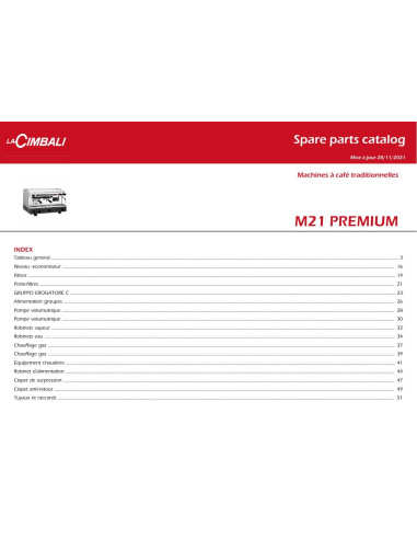 Pièces détachées CIMBALI M21-PREMIUM - CIMBALI M21-PREMIUM - Cimbali