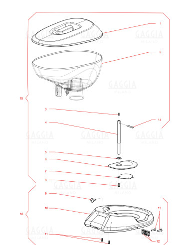 Pièces détachées G5 - 230V 50Hz - HOPPER & ADAPTER - 3 - C0753X00 - GAGGIA 