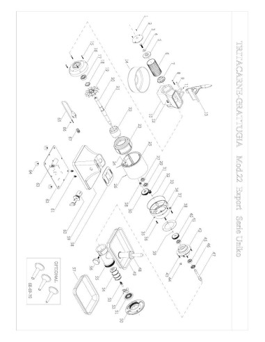 Pièces détachées FAMA TRITACARNE GRATTUGIA Mod.22 EXPORT Serie UNIKO Annee 0 - FAMA TRITACARNE GRATTUGIA Mod.22 EXPORT Serie UNI