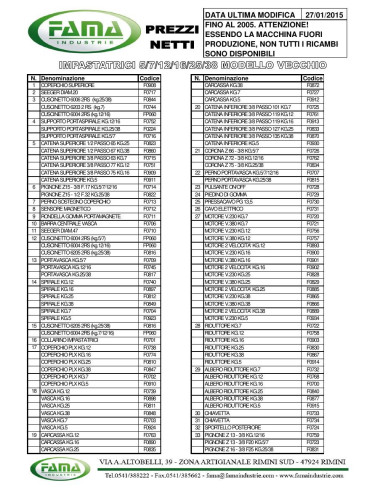 Pièces détachées FAMA IMPASTATRICE 7 Annee 2015 - FAMA IMPASTATRICE 7 - Annee 2015 - Fama