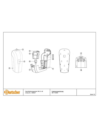 Pièces détachées pour Distributeur de désinfectant IRS 1L-W marque Bartsher 