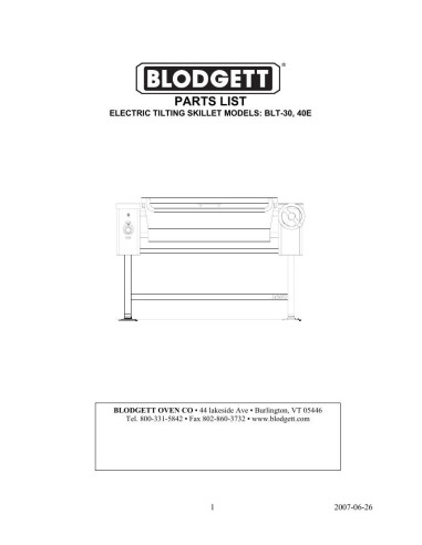 Pièces détachées BLODGETT BLT-30E 