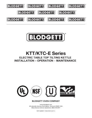 Pièces détachées BLODGETT KTC-E 