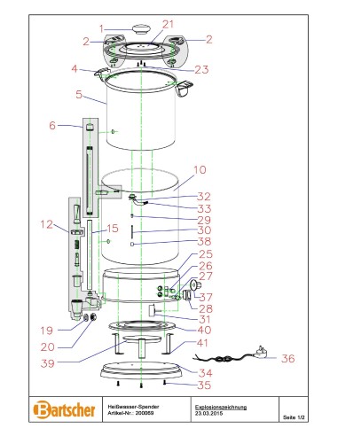 Pièces détachées pour Distributeur eau chaude 8,5L marque Bartsher 