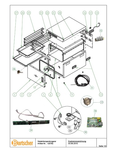 Pièces détachées pour Four cuisson basse température 1,2kW marque Bartsher 