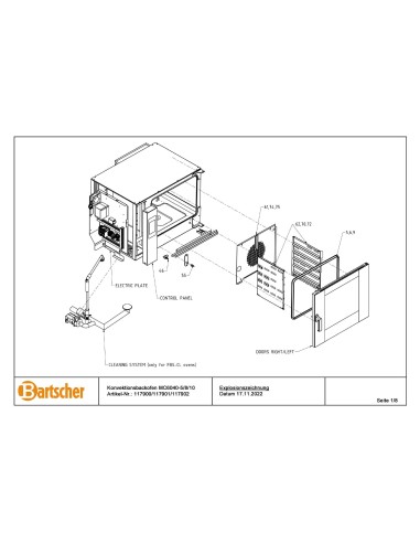 Pièces détachées pour Four de boulangerie mixte MC6040-10 marque Bartsher 