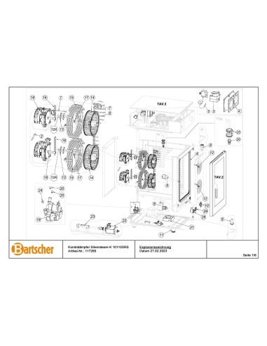 Pièces détachées pour Four mixte à vap. Silversteam-K 10110DRS marque Bartsher 