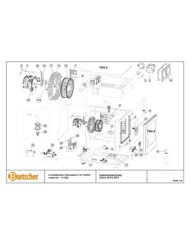 Pièces détachées pour Four mixte à vap. Silversteam-K 6110DRS marque Bartsher 