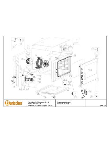 Pièces détachées pour Four mixte à vapeur Silversteam 10111M marque Bartsher 