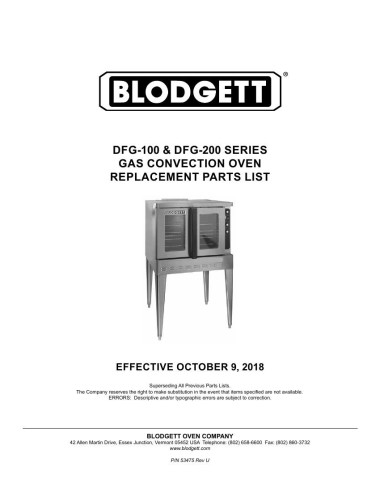 Pièces détachées BLODGETT DFG-100 