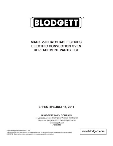 Pièces détachées BLODGETT MARK-V-IIIH 