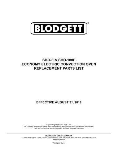 Pièces détachées BLODGETT SHO-E 