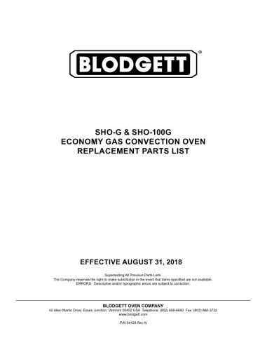 Pièces détachées BLODGETT SHO-G 