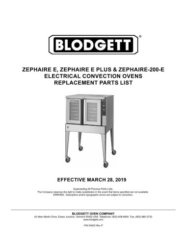 Pièces détachées BLODGETT Zephaire 