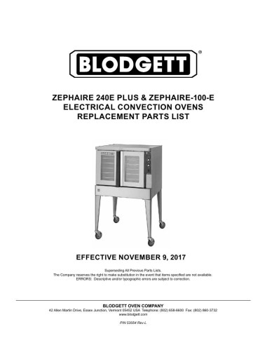 Pièces détachées BLODGETT Zephaire-100-E 