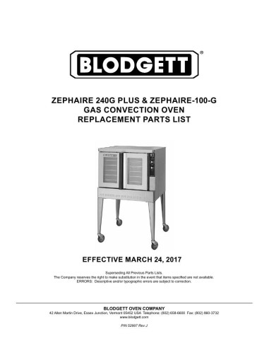 Pièces détachées BLODGETT Zephaire-100-G 