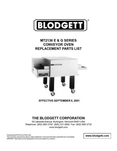 Pièces détachées BLODGETT MT2136G 