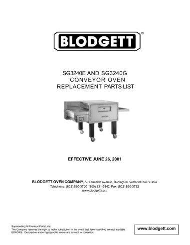 Pièces détachées BLODGETT SG3240E 