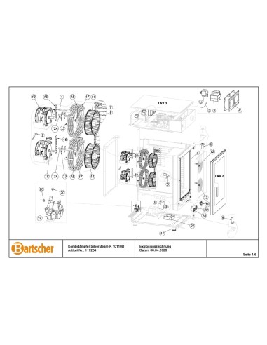 Pièces détachées pour Four mixte à vapeur Silversteam-K 10110D marque Bartsher 