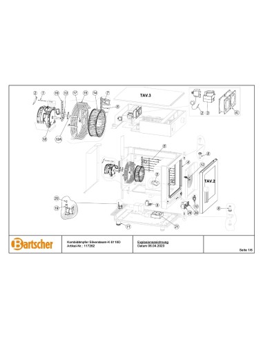 Pièces détachées pour Four mixte à vapeur Silversteam-K 6110D marque Bartsher 