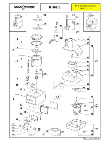 Pièces détachées pour Combinés R 502 E - Robot Coupe 