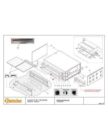 Pièces détachées pour Four pizza NT 901 marque Bartsher 