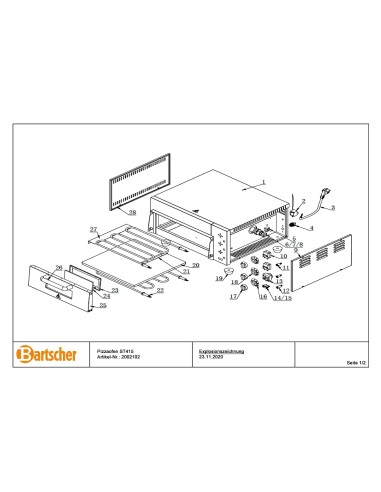 Pièces détachées pour Four à pizza ST415 marque Bartsher 